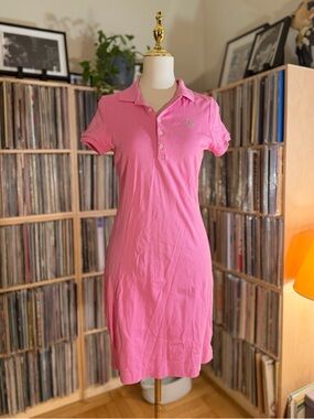 Ralph Lauren Pink Polo Dress Size S Petite Lime Green Horse Preppy Classic